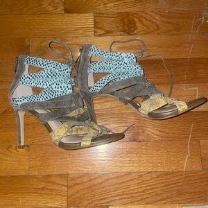Banana Republic Blue, Yellow and Brown Strappy Heeled Sandals